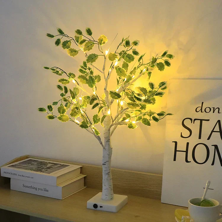 Nzmarket LED Green Leaf Light Tree – Warm Glow Festive Centrepiece