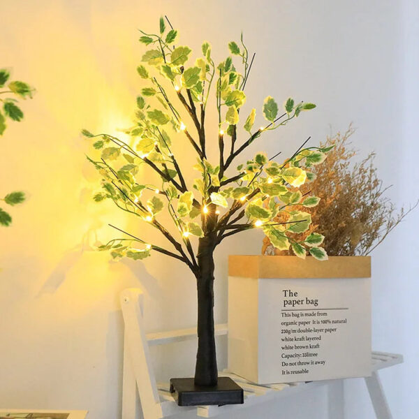 Nzmarket LED Green Leaf Light Tree – Warm Glow Festive Centrepiece