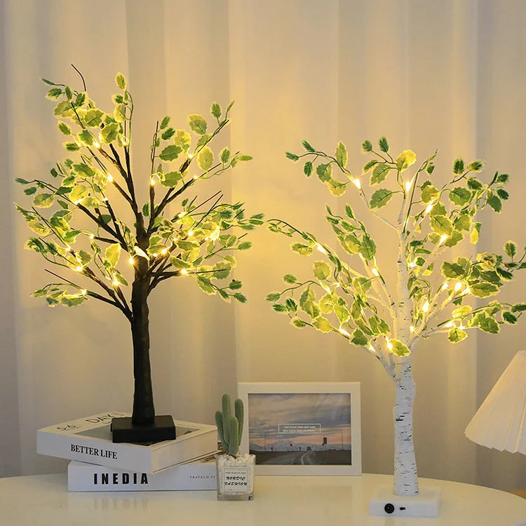 Nzmarket LED Green Leaf Light Tree – Warm Glow Festive Centrepiece