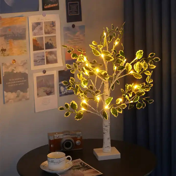 Nzmarket LED Green Leaf Light Tree – Warm Glow Festive Centrepiece