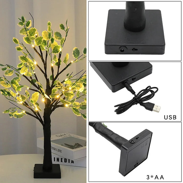 Nzmarket LED Green Leaf Light Tree – Warm Glow Festive Centrepiece