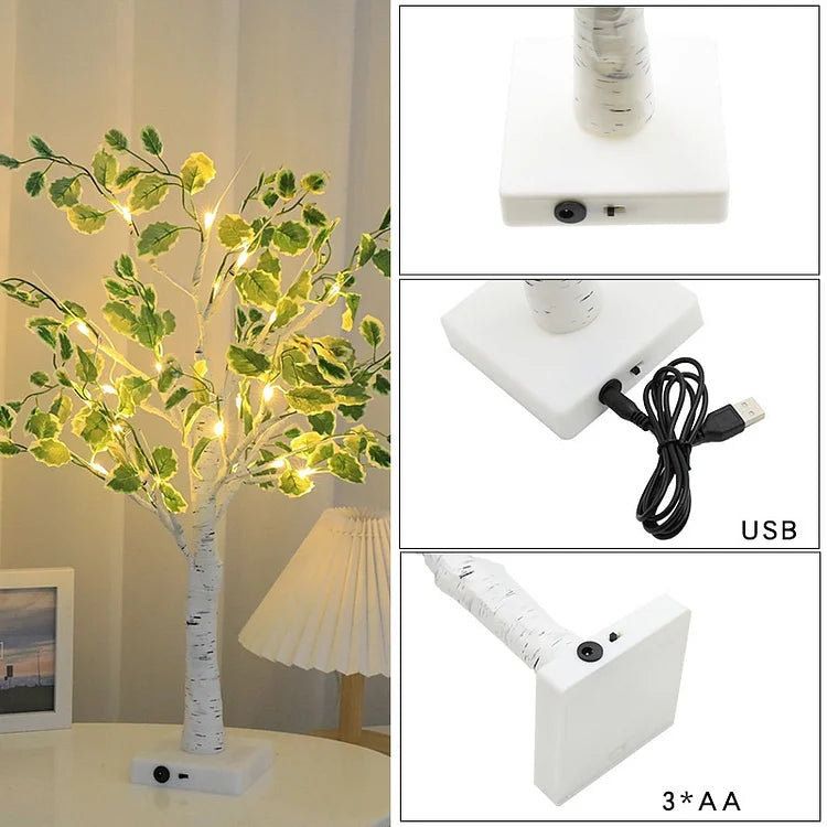 Nzmarket LED Green Leaf Light Tree – Warm Glow Festive Centrepiece