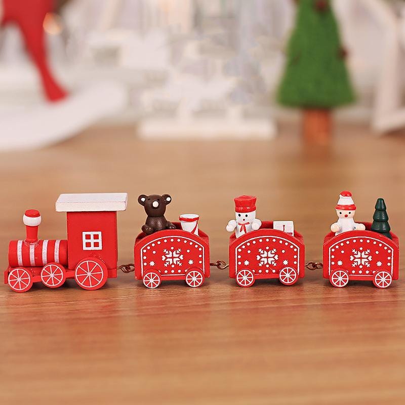 Nzmarket Wooden Christmas Train Decoration Set – Classic Festive Centrepiece