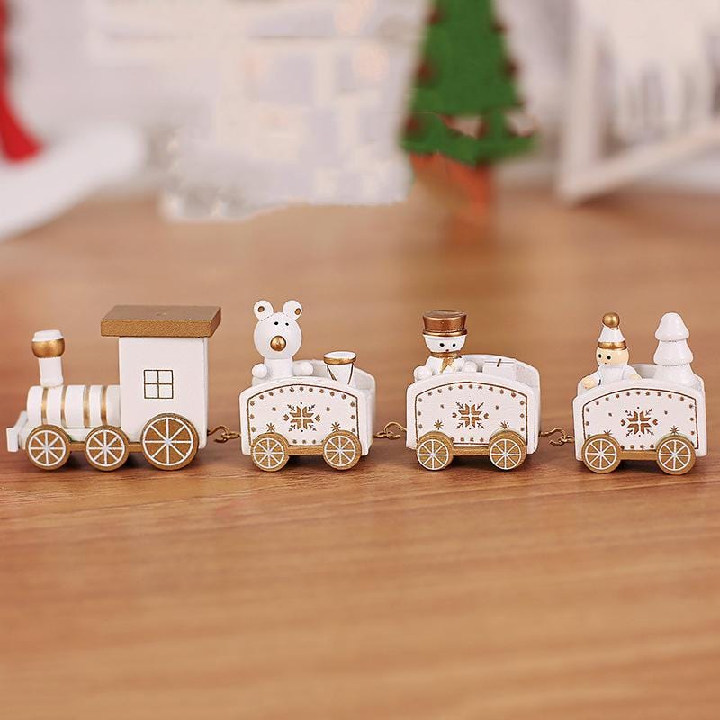 Nzmarket Wooden Christmas Train Decoration Set – Classic Festive Centrepiece