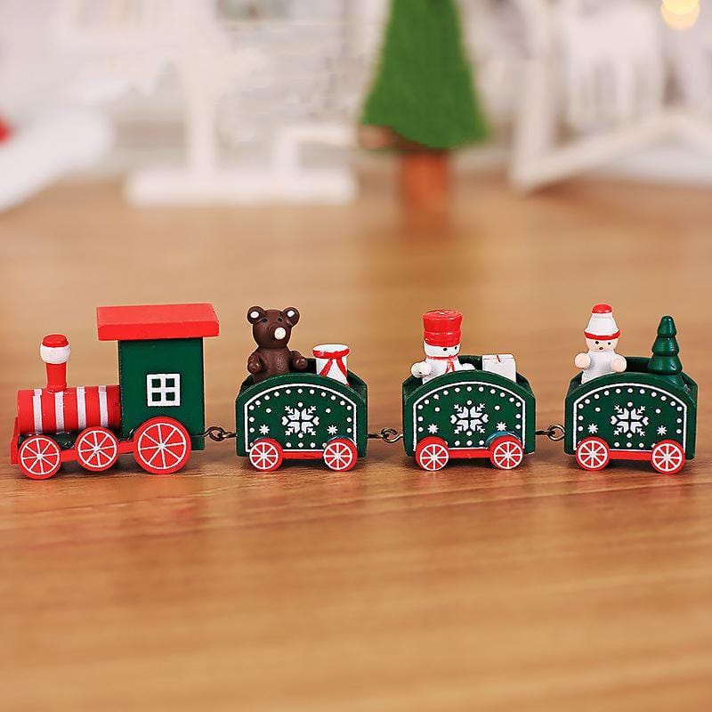 Nzmarket Wooden Christmas Train Decoration Set – Classic Festive Centrepiece