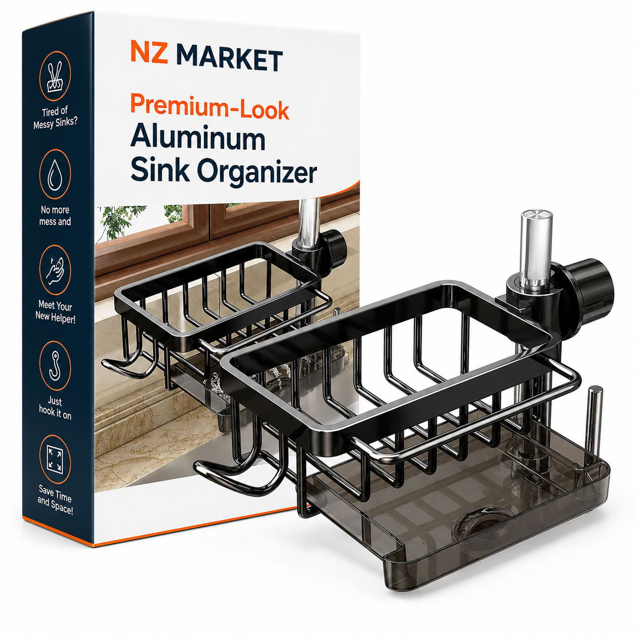 Premium-Look Aluminum Sink Organizer