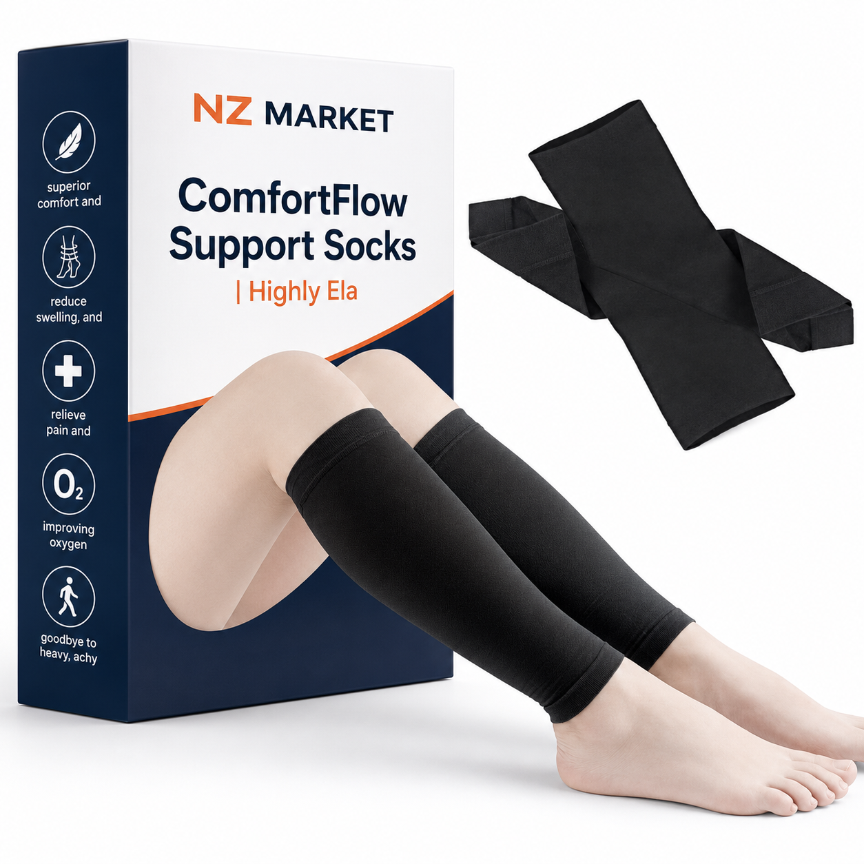 ComfortFlow Support Socks | Highly Elastic Calf Compression