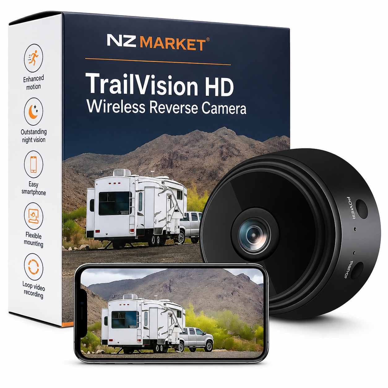 TrailVision HD Wireless Reverse Camera For RV, Truck, and Trailer