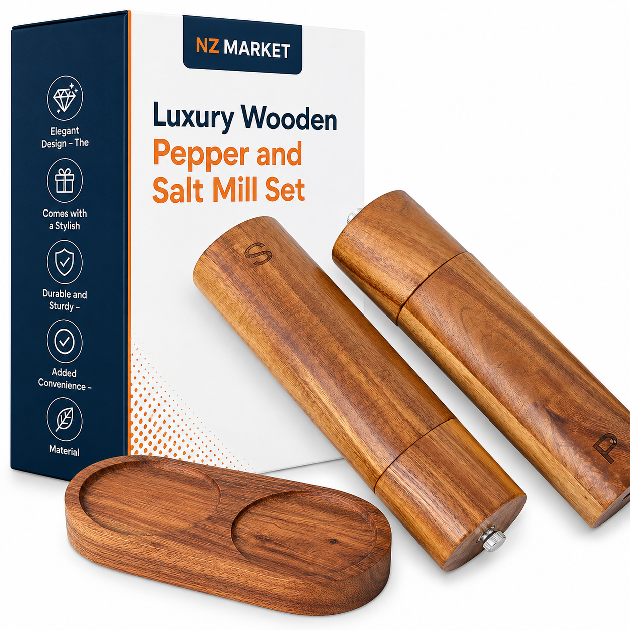 Luxury Wooden Pepper and Salt Mill Set