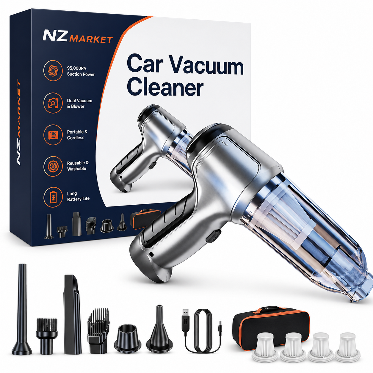 Car Vacuum Cleaner - Powerful and Compact Car Vac for Quick Cleaning