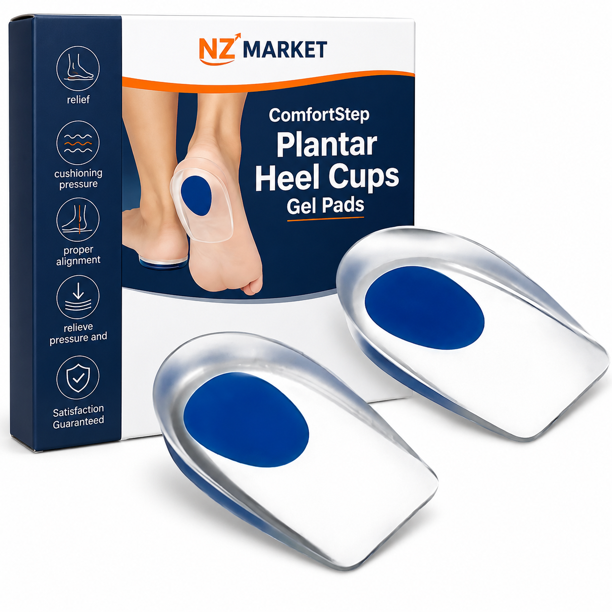 ComfortStep Plantar Heel Cups Gel Pads - for Heel Comfort and Foot Support