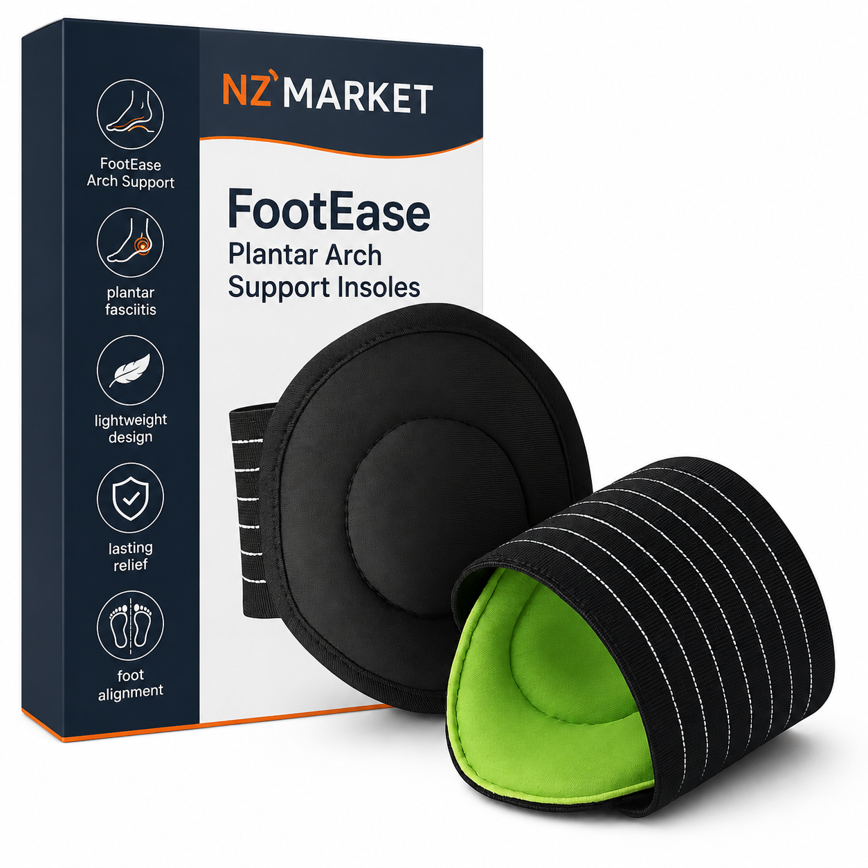 FootEase Plantar Arch Support Insoles - Cushioning for All-Day Wear