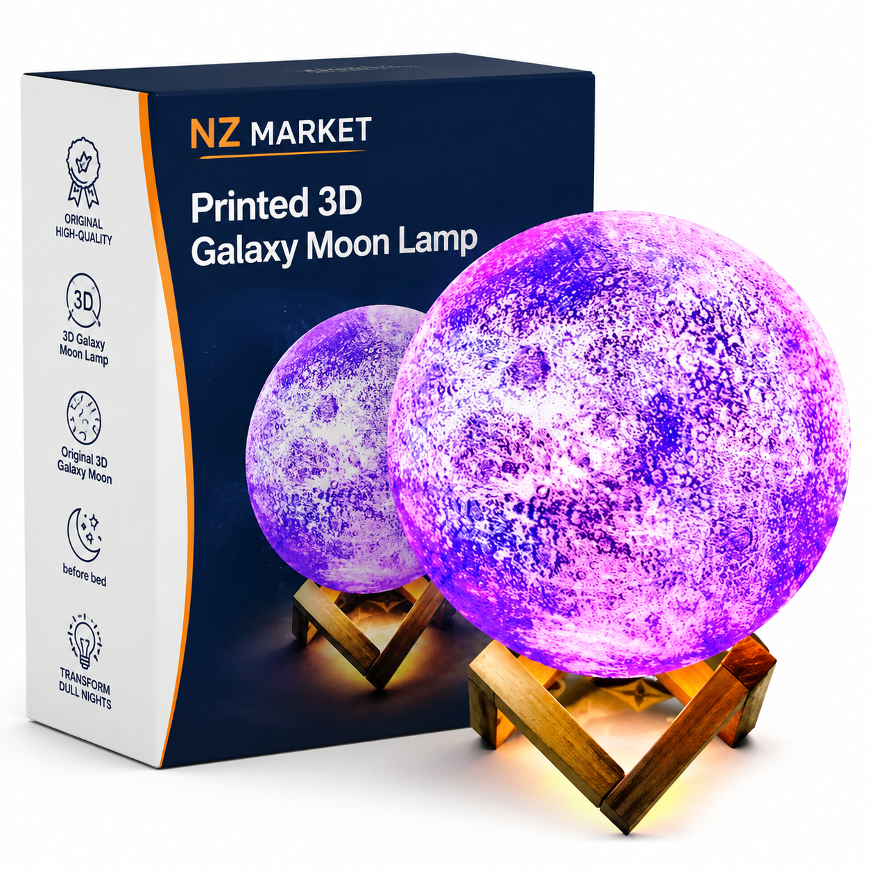 Printed 3D Galaxy Moon Lamp