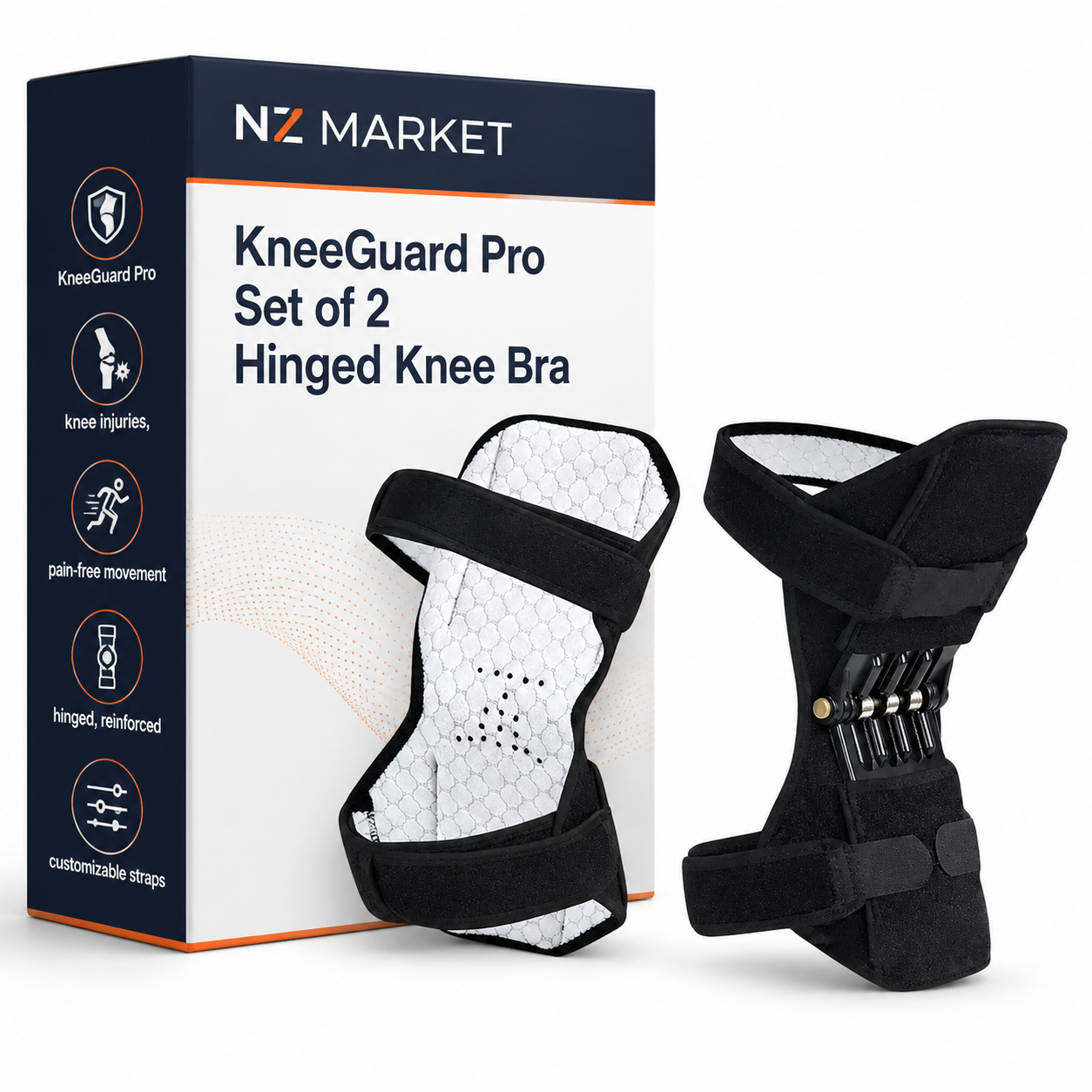 KneeGuard Pro Set of 2 Hinged Knee Brace Stabilizers