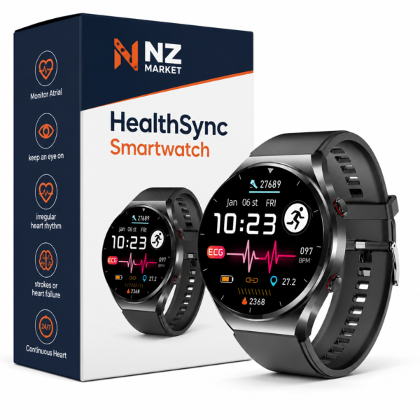 HealthSync Smartwatch - One-Click Blood Sugar, Blood Pressure, Heart Monitoring and More