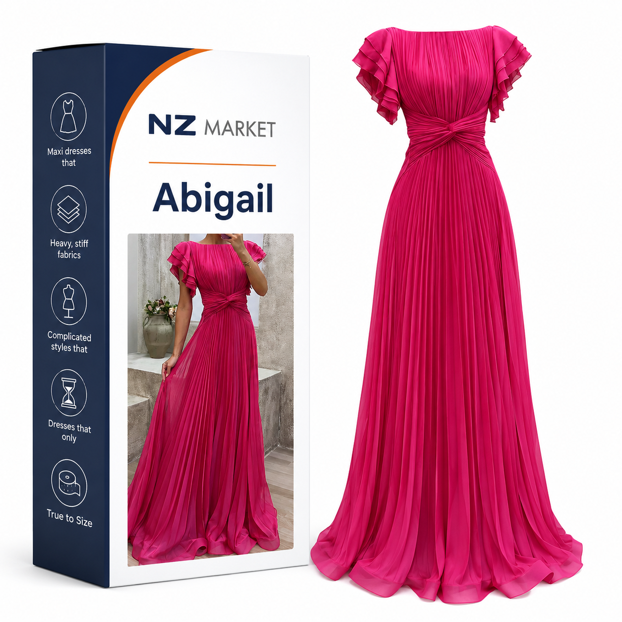 Abigail | Pleated Evening Dress