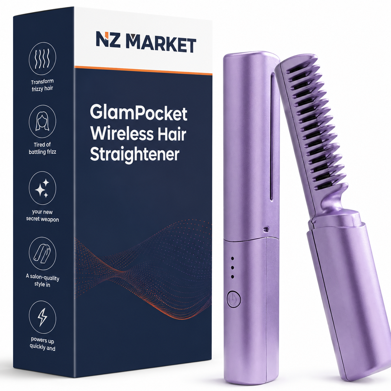 GlamPocket Wireless Hair Straightener - Compact, Travel-Ready & Frizz-Free