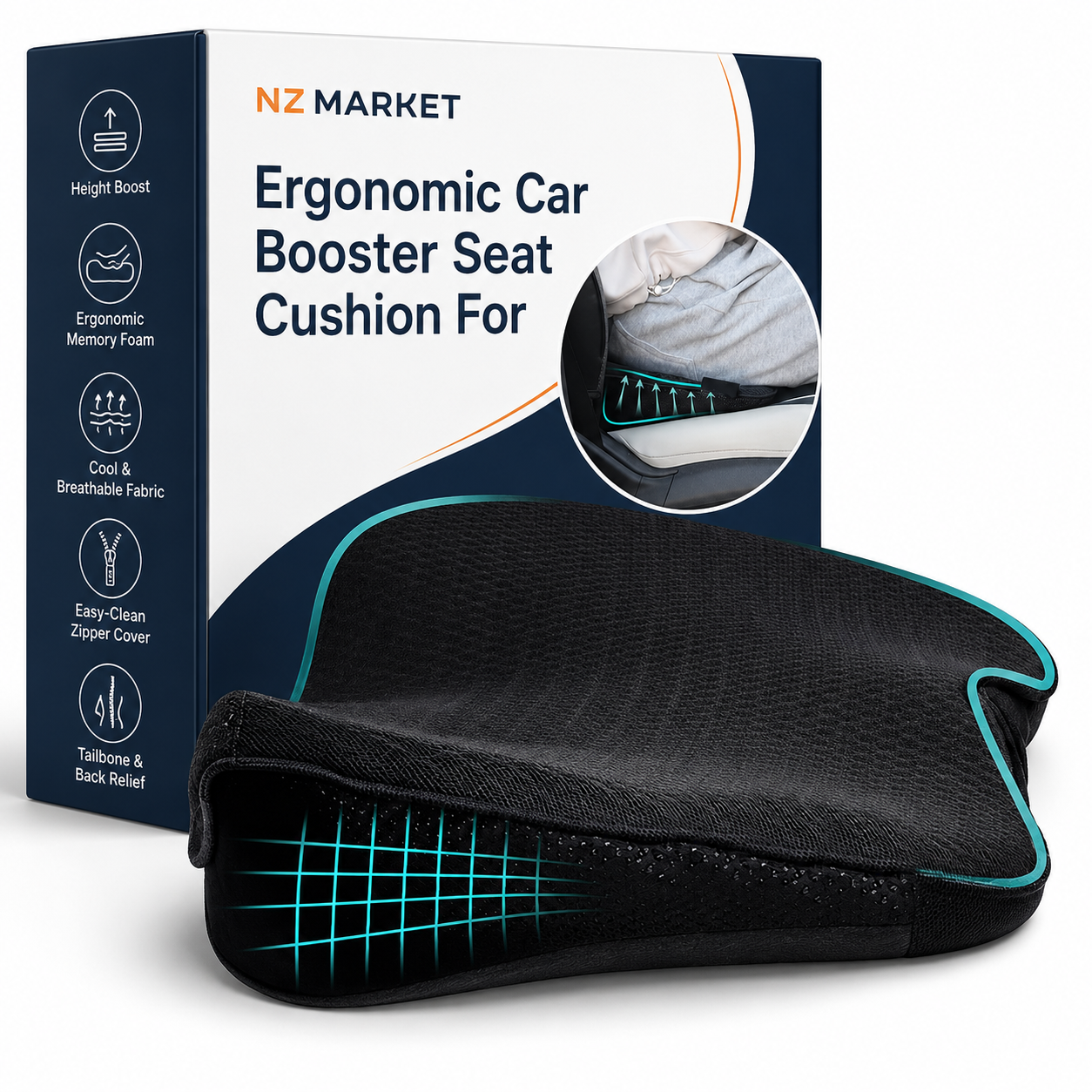 Ergonomic Car Booster Seat Cushion For Adults