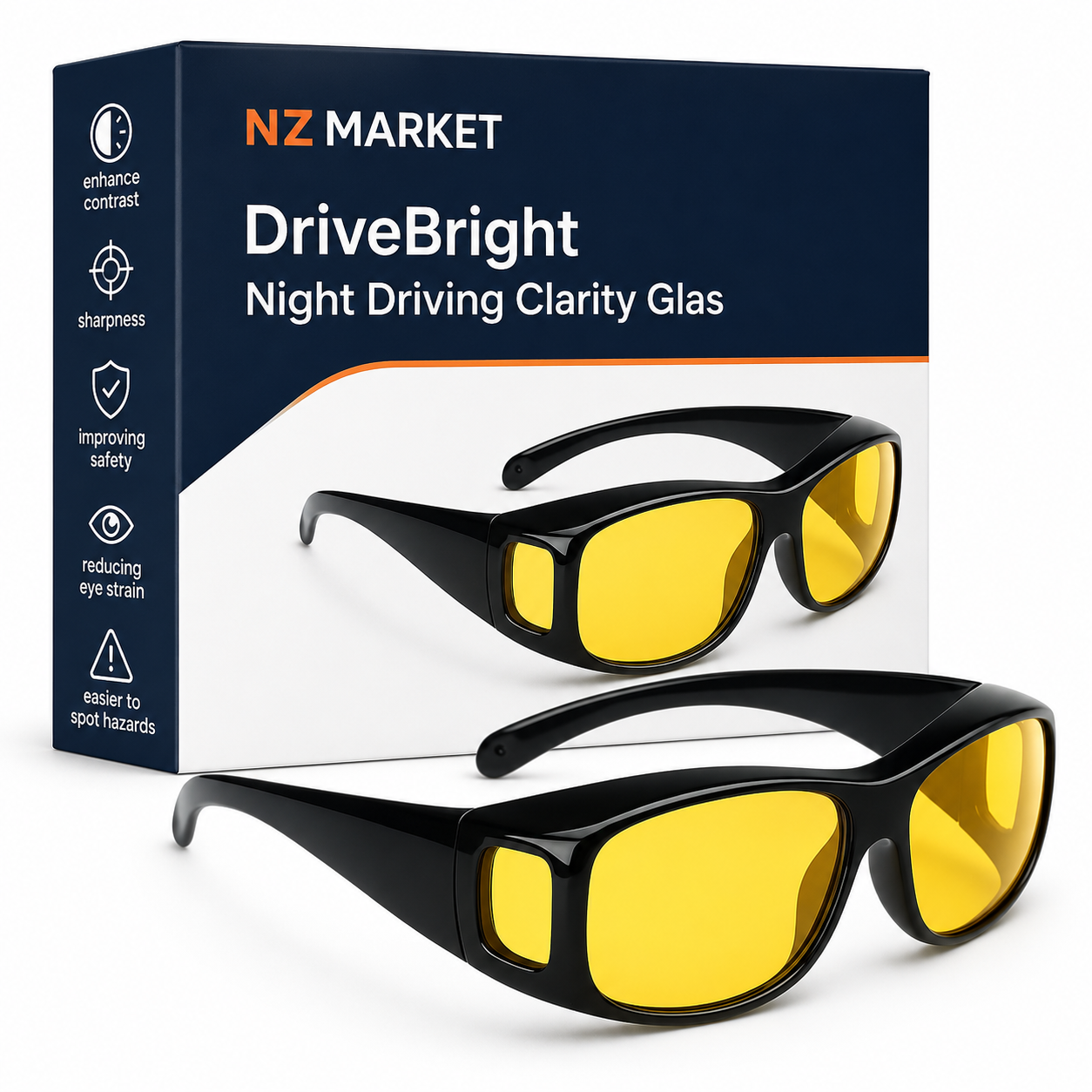 DriveBright Night Driving Clarity Glasses | Anti-Glare Glasses - UV Protection