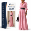 Women's Solid Color Lapel Long Sleeve Single Breasted Belt Maxi Shirt Dress