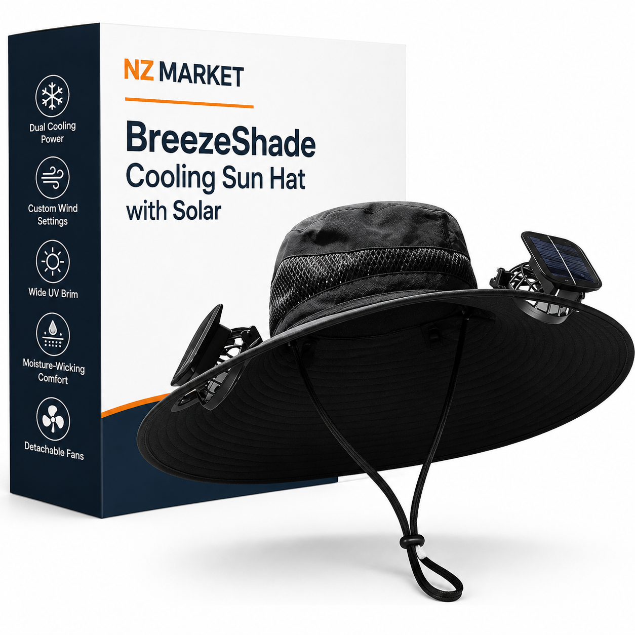 BreezeShade Cooling Sun Hat with Solar Fans