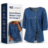 Denim Blouse Women Loose Fit Vintage Style Shirt