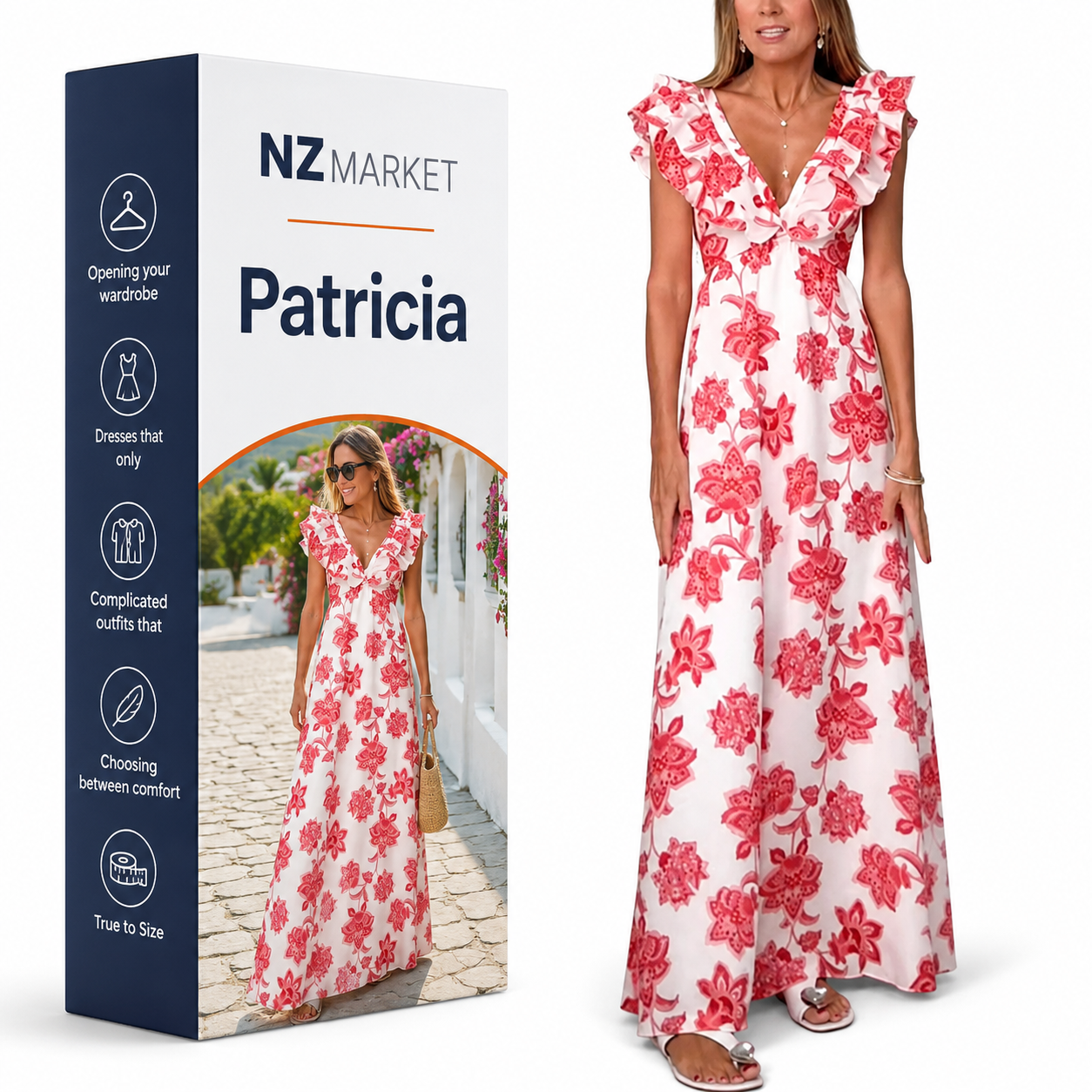 Patricia | Ruffle Floral Print Maxi Dress