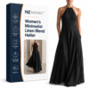 Women's Minimalist Linen Blend Halter Neck Sleeveless Maxi Dress