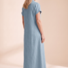 Women's Minimalist Linen Blend Short-sleeved Shirt Maxi Dress