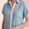 Women's Minimalist Linen Blend Short-sleeved Shirt Maxi Dress