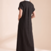 Women's Minimalist Linen Blend Short-sleeved Shirt Maxi Dress