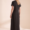 Women's Minimalist Linen Blend Short-sleeved Shirt Maxi Dress