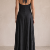 Women's Minimalist Linen Blend Halter Neck Sleeveless Maxi Dress