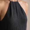 Women's Minimalist Linen Blend Halter Neck Sleeveless Maxi Dress