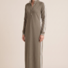 Women's Minimalist White-trimmed Button-down Collar Sweatshirt Dress Maxi Dress