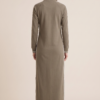 Women's Minimalist White-trimmed Button-down Collar Sweatshirt Dress Maxi Dress