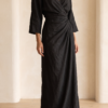 Women's Minimalist V-neck Linen Blend Maxi Dress