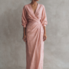 Women's Minimalist V-neck Linen Blend Maxi Dress