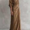 Women's Minimalist V-neck Linen Blend Maxi Dress