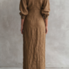 Women's Minimalist V-neck Linen Blend Maxi Dress