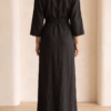Women's Minimalist V-neck Linen Blend Maxi Dress
