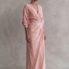 Women's Minimalist V-neck Linen Blend Maxi Dress