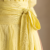 Women's Lemon Yellow Cotton And Linen Blend Maxi Shirt Dress With Tie Waist & Half Sleeves