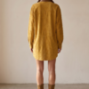 Women's Simple Loose Leather Lapel Spliced Suede Mini Dress
