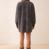 Women's Simple Loose Leather Lapel Spliced Suede Mini Dress