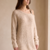 Women's Loose Off-shoulder Leather Strap Knit Mini Dress