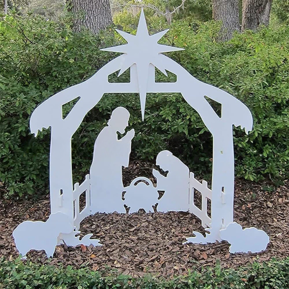 Nzmarket Outdoor Illuminated Nativity Scene Silhouette Christmas Display