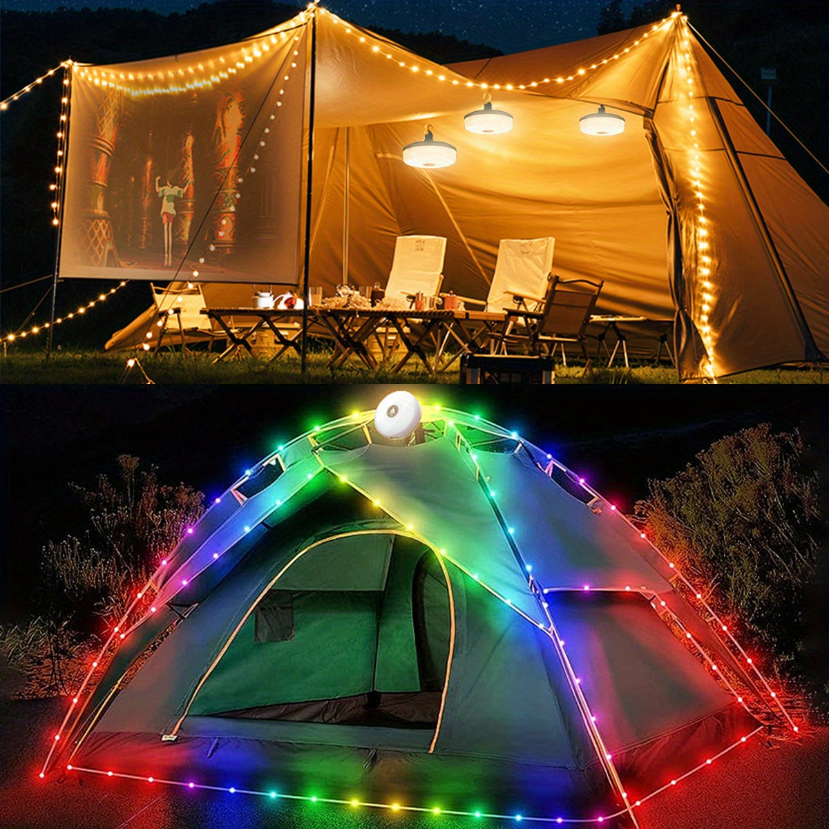 Nzmarket USB Rechargeable Outdoor Christmas String Lights – 2-Pack, Warm & Cool White