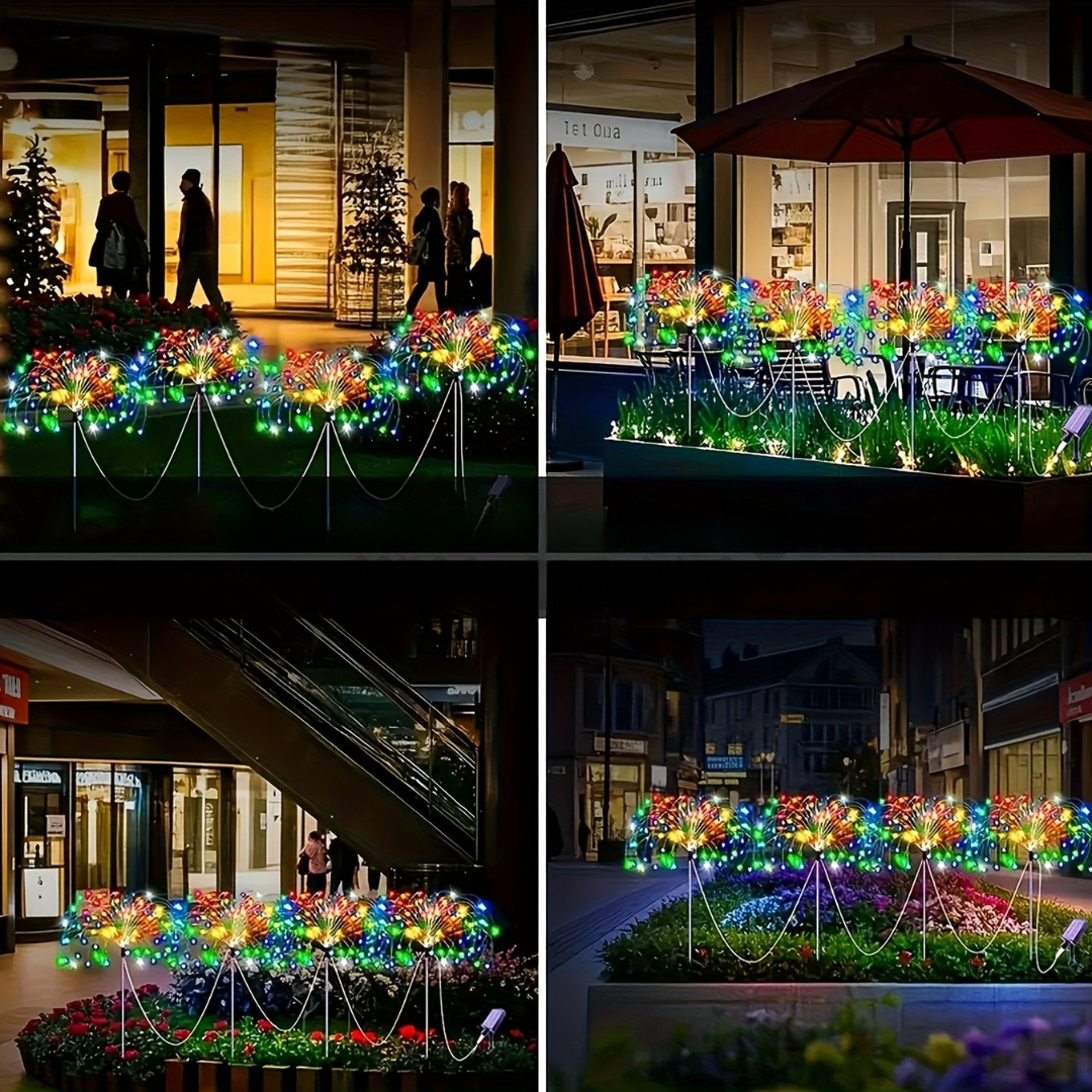 Nzmarket Solar Firework Burst Garden Lights – Warm White & Multicolour