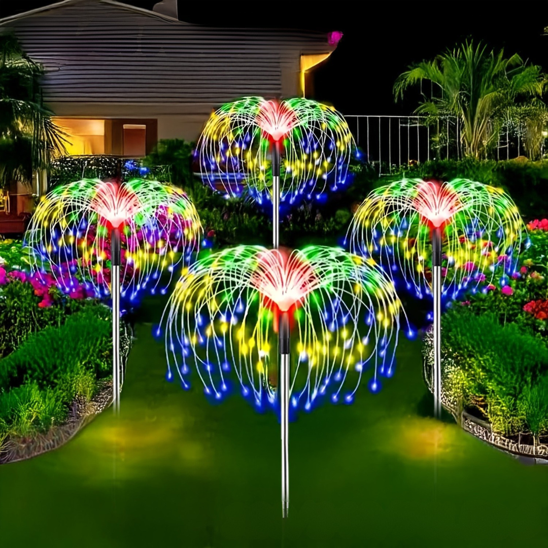 Nzmarket Solar Firework Burst Garden Lights – Warm White & Multicolour
